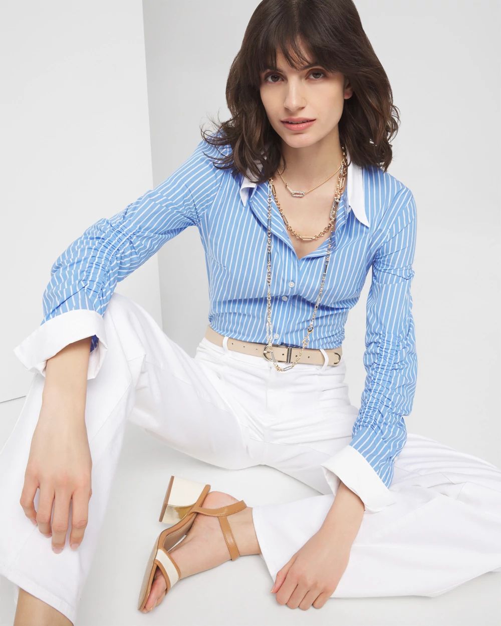 Cuffed Poplin Shirt | White House Black Market